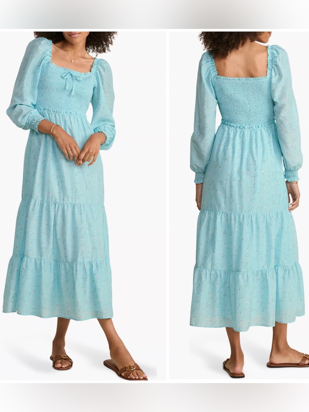 Vineyard Vines Tiered Smocked Long Sleeve Dress Nwt